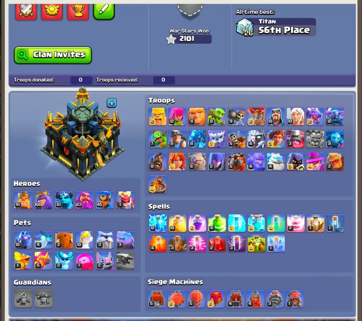 [TOP DEAL] TH17 NEAR MAX | 100% WALL & DFC MAX | SB-27/EB-27/GG-26 | HEROES: 91-100-61-63-45 | XP-222 | 2101 WS | NC-1K | FULL ACCESS