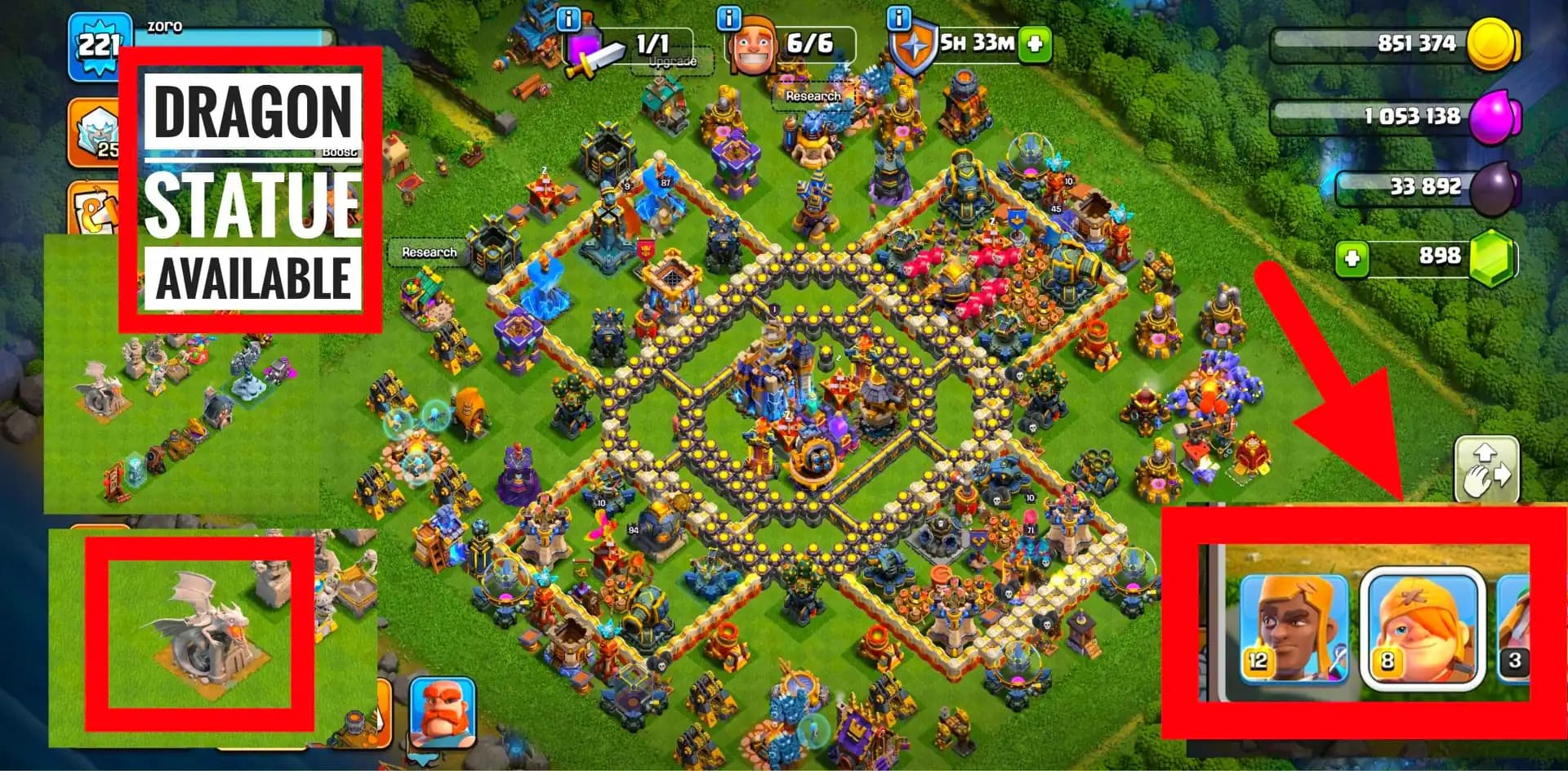 [RARE] DRAGON STATUE | TH18 NEAR MAX | 2 EPIC MAX | HEROES: 87-94-71-67-45 | NC YES | LAB/BUILDER'S 12 | HIGH TROOPS | FULL ACCESS | XP221