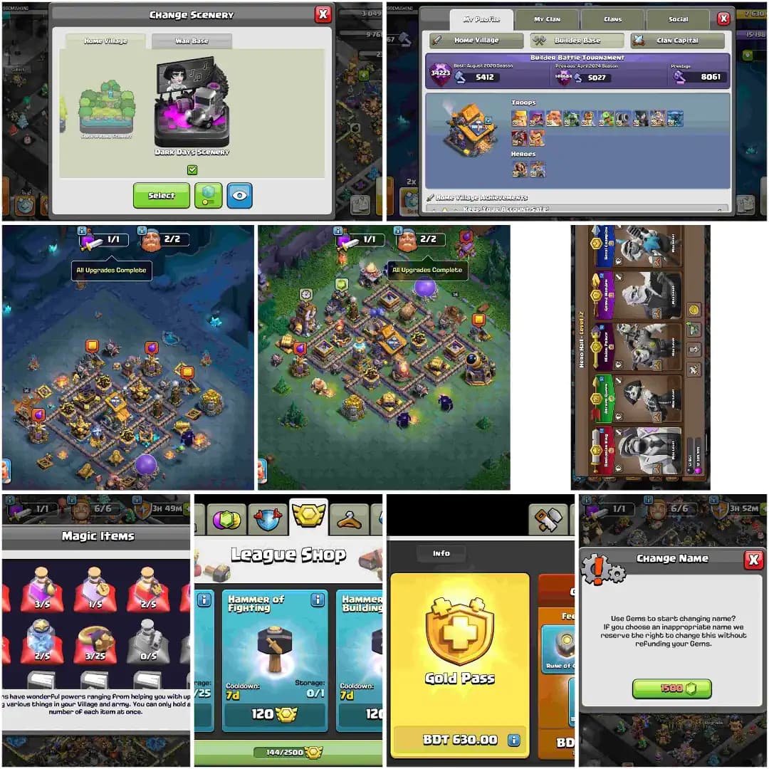 [Dark Days Set] Th18 Almost Max | 200 Wall Max | 5 Hero Max | 2016-2025 X Mas Tree |  5 Epic Max | Xp-265 | B.B Full Max | 4492 Ws | Full Access