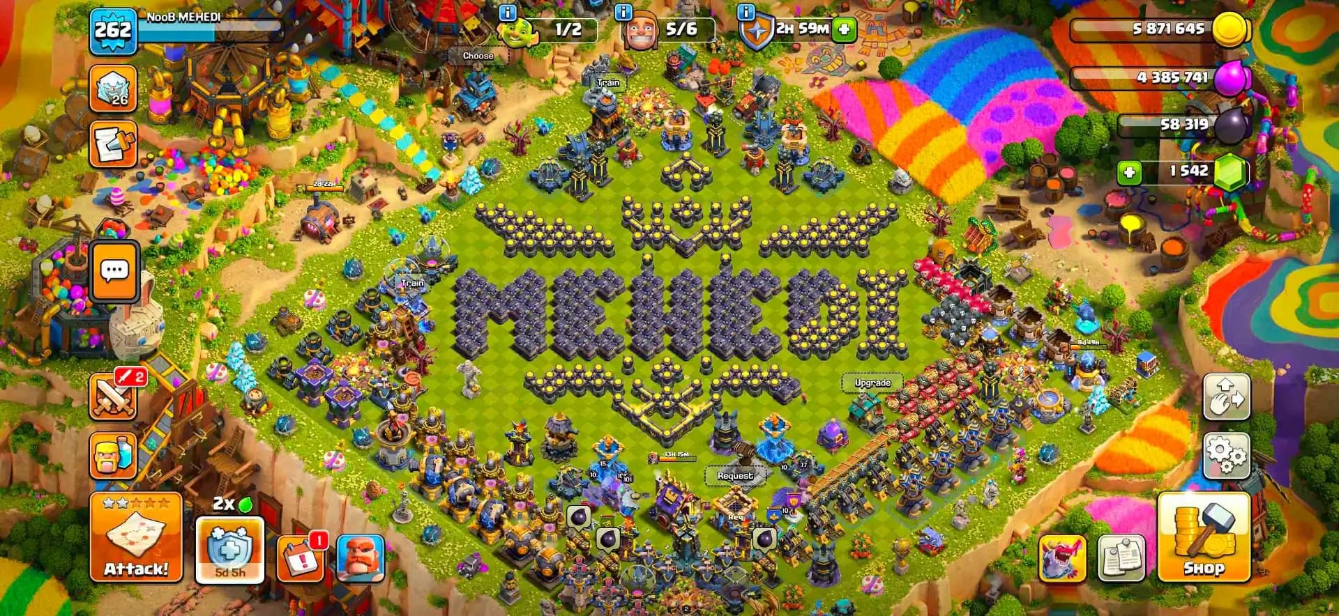 [Very Best Deal] Th18 Near Max | 7 Epic Max 5x 26 Lvl | Xp-262 | Heroes: 101-105-90-77-55 | Nc Yes | Max Pets | Max Type Wall | Full Access