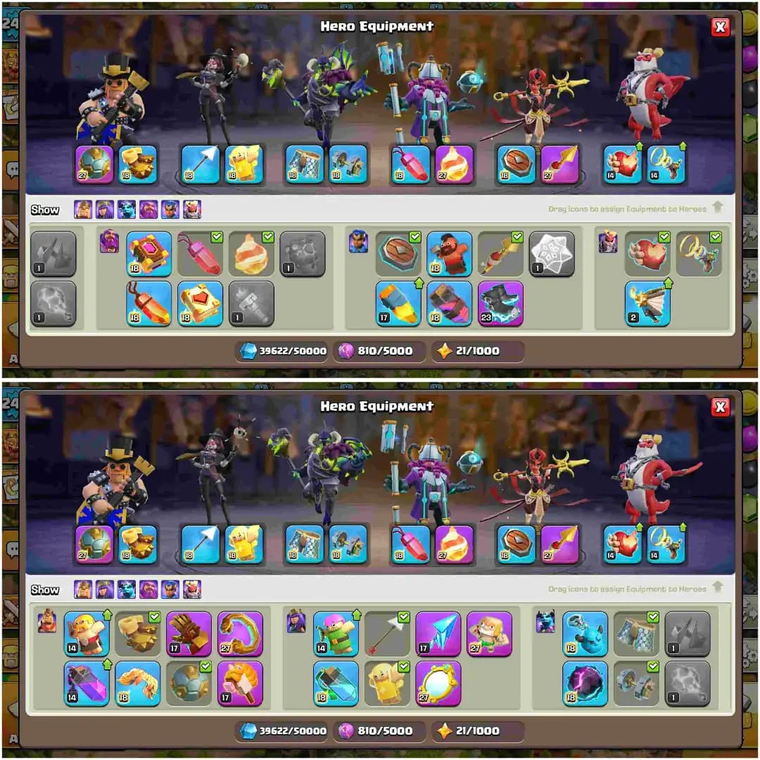 [Very Best Deal] Th18 Near Max | 7 Epic Max 5x 26 Lvl | Xp-262 | Heroes: 101-105-90-77-55 | Nc Yes | Max Pets | Max Type Wall | Full Access