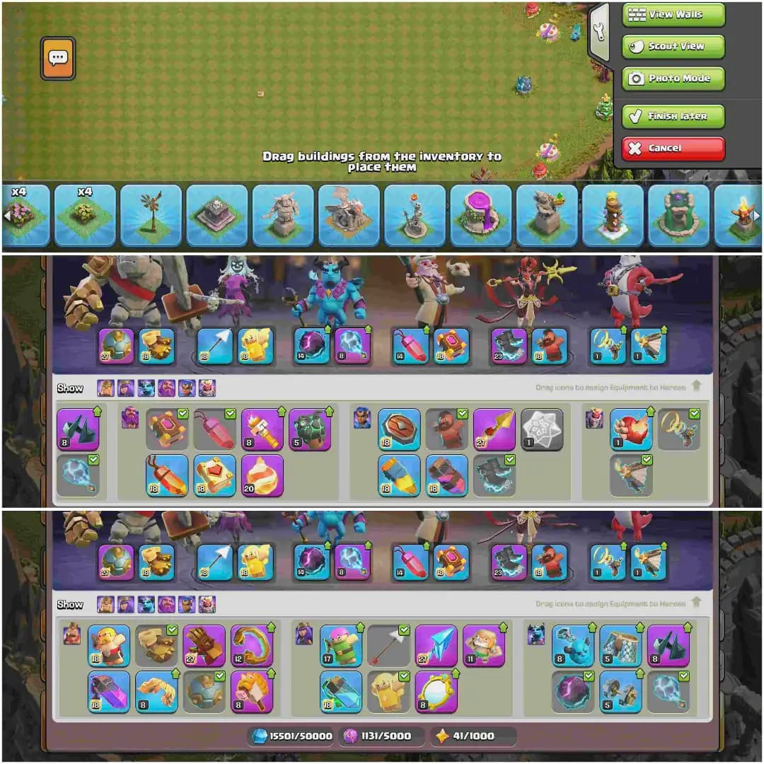 [Clash Dragon Scenery] Th18 Almost Max | Xp-281 | 4 Epic Max | B.B 100% Max | 5 Heroes Max | Nc 1k | Wall Max | Dragon Statue | Full Access