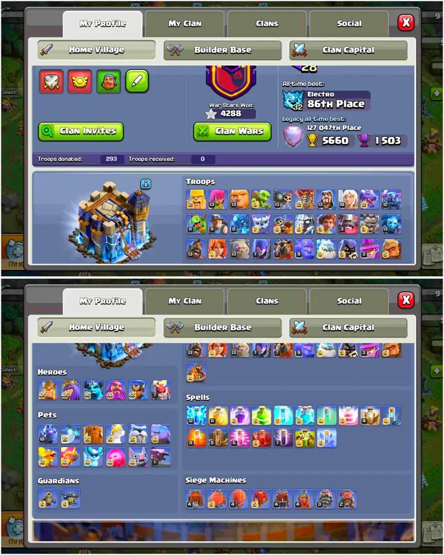 [Super Deal] Th18 Near Max | 6 Epic Max | Dragon Statue | Max All Heroes | Nc 500 | 100% Max Wall | 4288 Ws | B.B Full Max | Xp-260 | Max Pets