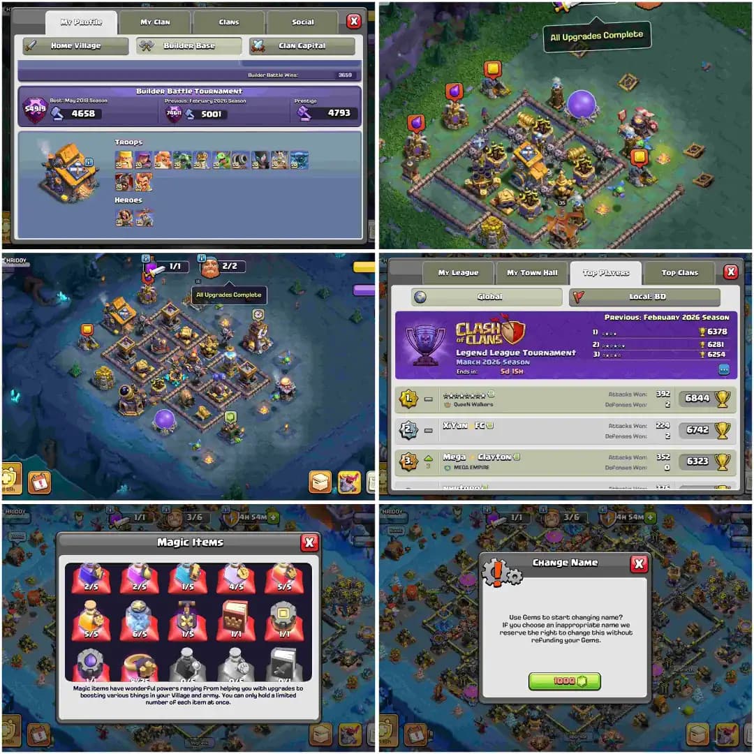 [Profile 100% Max] Th18 Fully Max | Best Deal | 4500 Ws | 5 Heroes Max | 6 Epic Max | B.B 100% Max | Xp-261 | 100% Max Wall | Full Access | BH Max