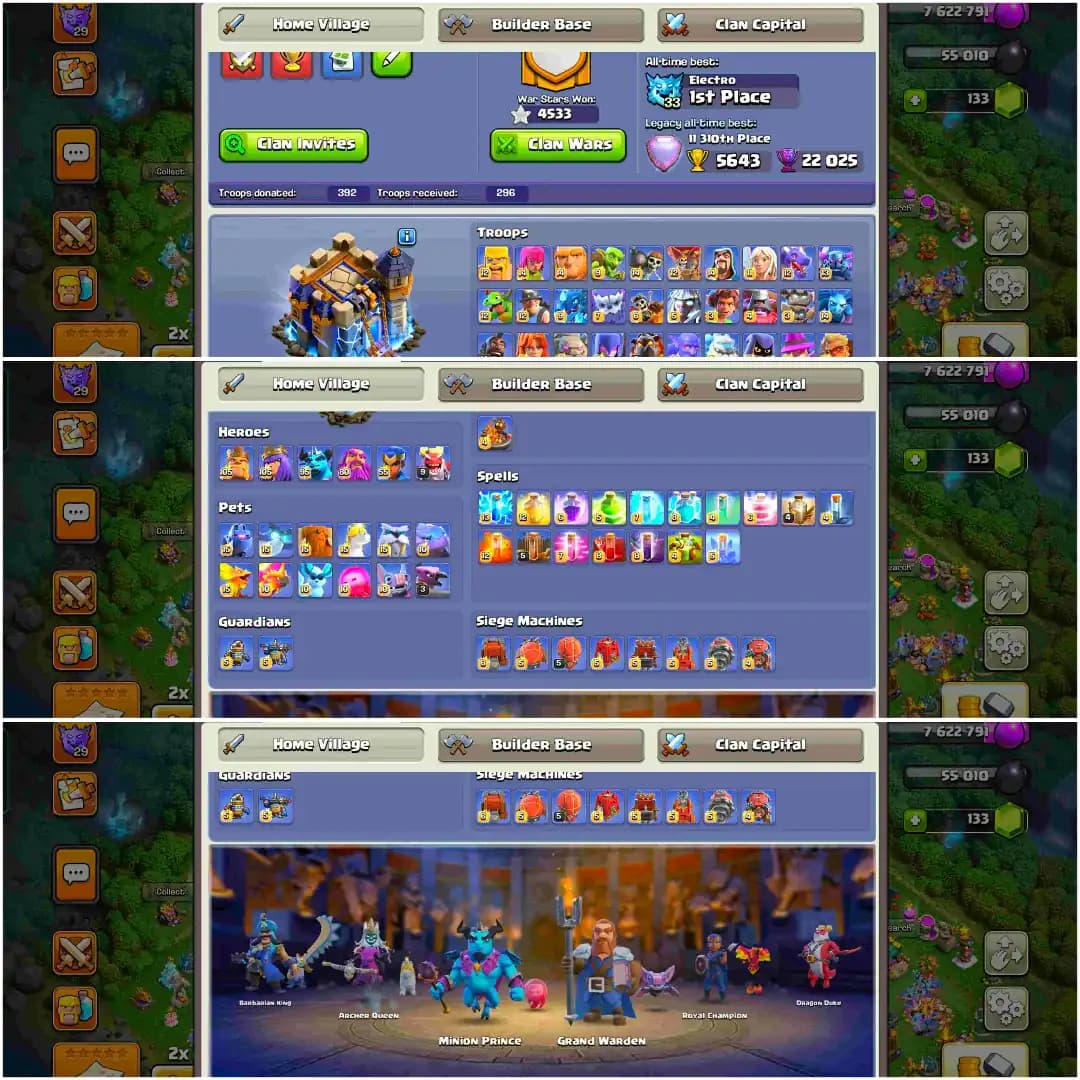 [Top Account] Th18 Almost Max | 10 Epic Max | Xp-275 | Max 5 Heroes | Dragon Statue | 4533 Ws | B.B 100% Max | Max Profile | Nc 500 | Max Wall
