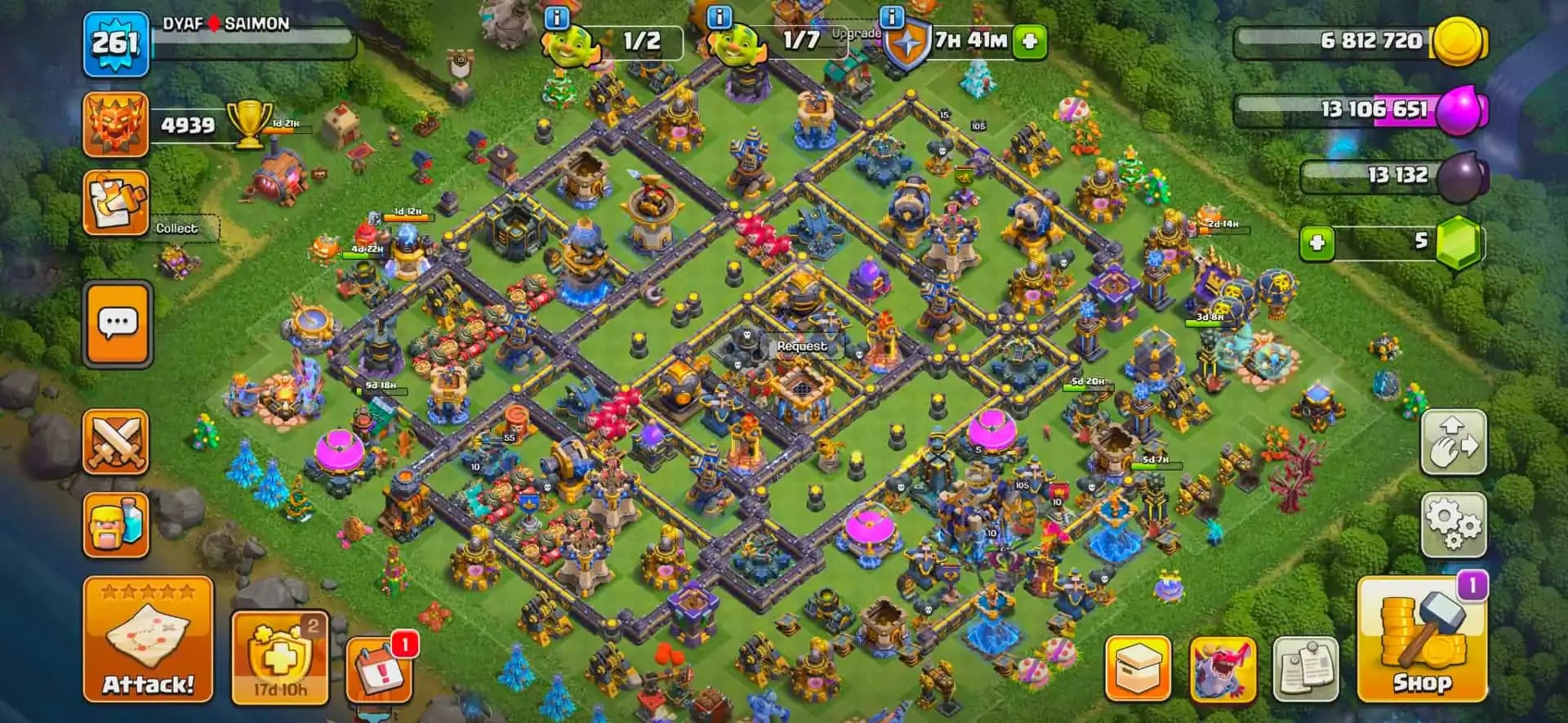 [Legend Leaugue] Th18 Almost Max | 8 Epic Almost Max | BH 10 Max | 5 Heroes Max | Max Wall | Max Dfc | 2353 Ws | Full Access | Xp-261 | Dragon Statue