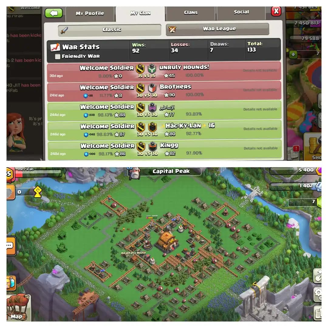 BEST OFFER✦CLAN LEVEL 10✦CLAN NAME ✦WELCOME SOLDIER✦VERY GD ACTIVE CLAN✦CRYSTAL lll LEAGUE✦CP LEVEL 5✦92 WIN✦VERY GD ENGLISH NAME CLAN✦