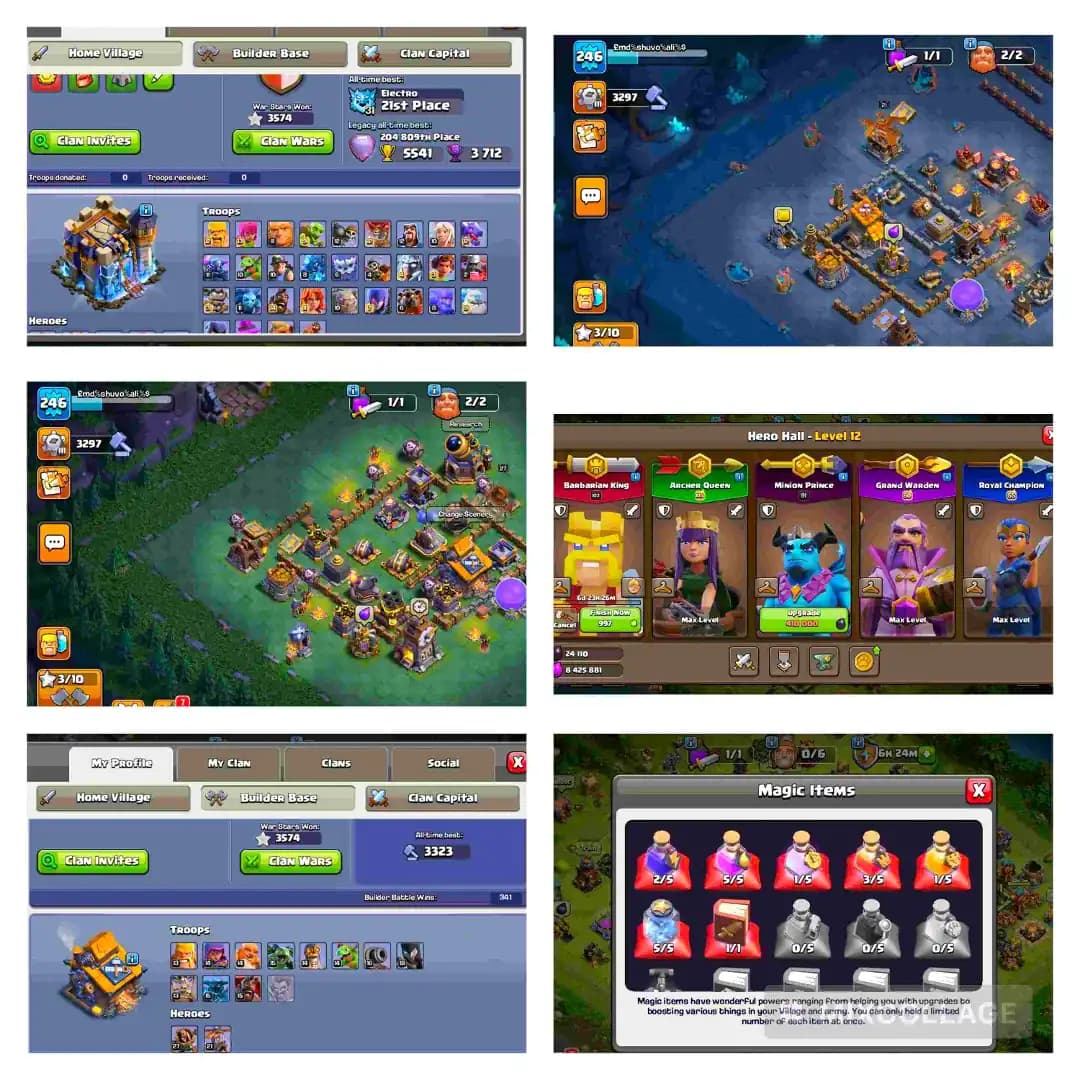 [Best Offer] Th18 Max type | Heros 105 105 91 80 55 | Wall Max | Epic Max | War star 3566 | Nice profile | Xp 245 | 2000 Gems | Full access