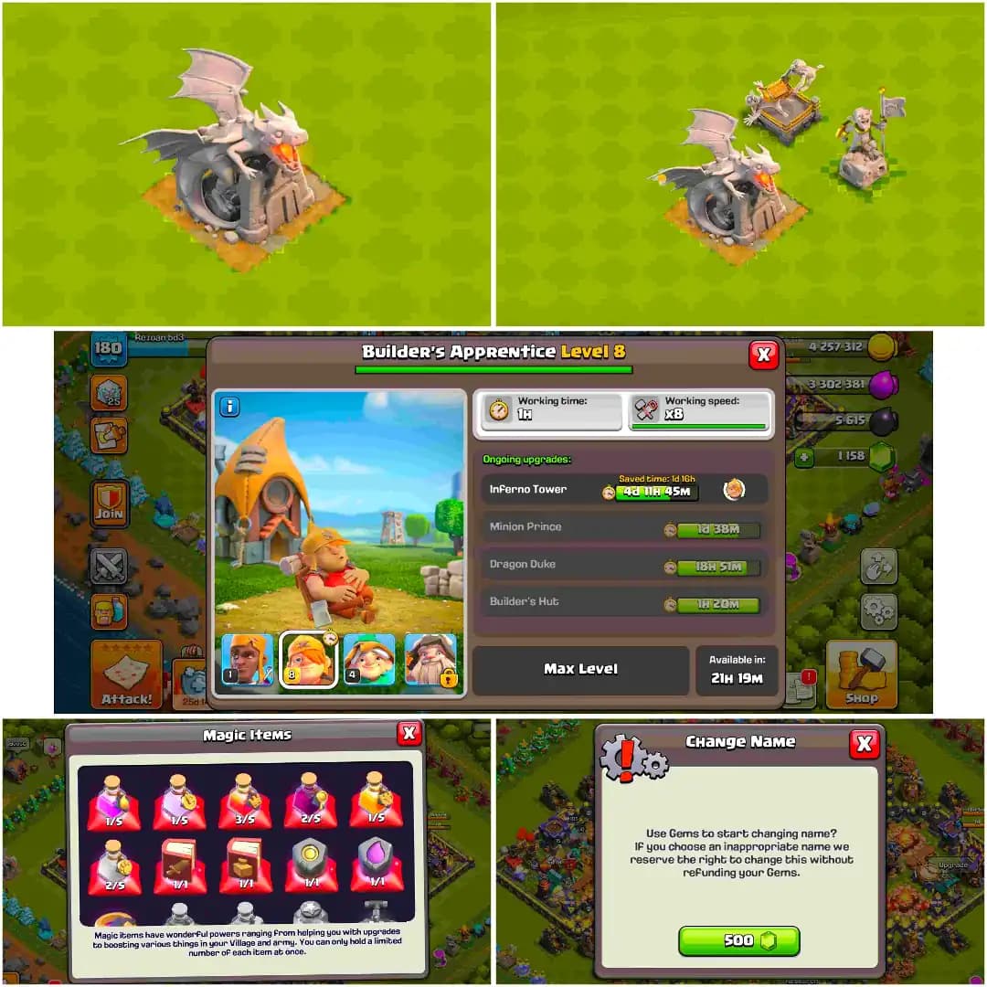[RARE] TH18 NEAR MAX | DRAGON STATUS | 3 HERO MAX | 2 EPIC MAX | MAX WALL | HEROES: 92-105-50-80-55 | XP-180 | MAX DFC | FULL ACCESS | MAX DFC