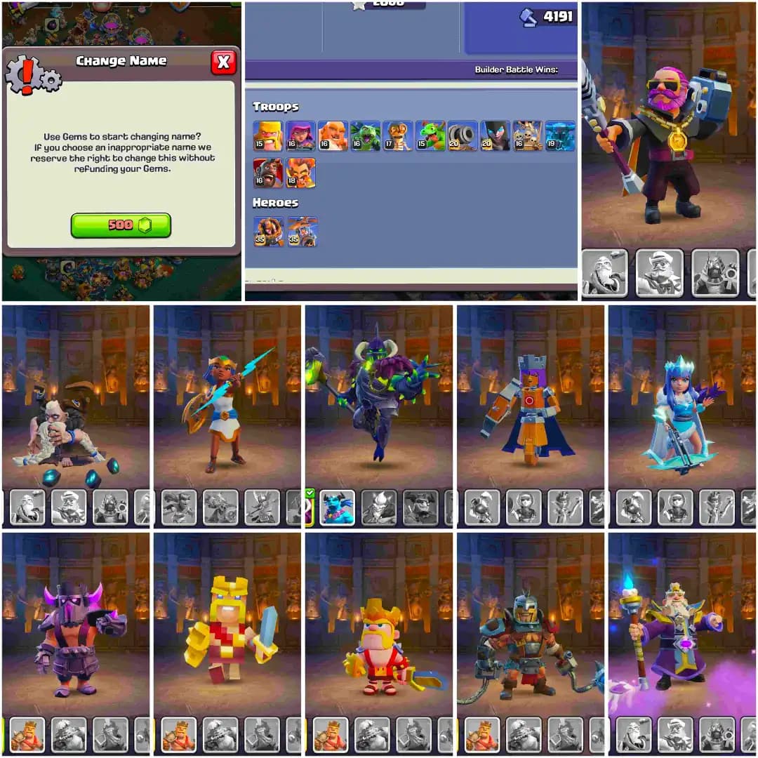 [WROLD TOP DEAL] TH18 ALMOST MAX | 5 EPIC MAX | 5 HEROES MAX | MAX WALL & DFC | 2X DRAGON STATUS |  RARE SCENERY | NC 500 | 11X SKIN | FULL ACCESS
