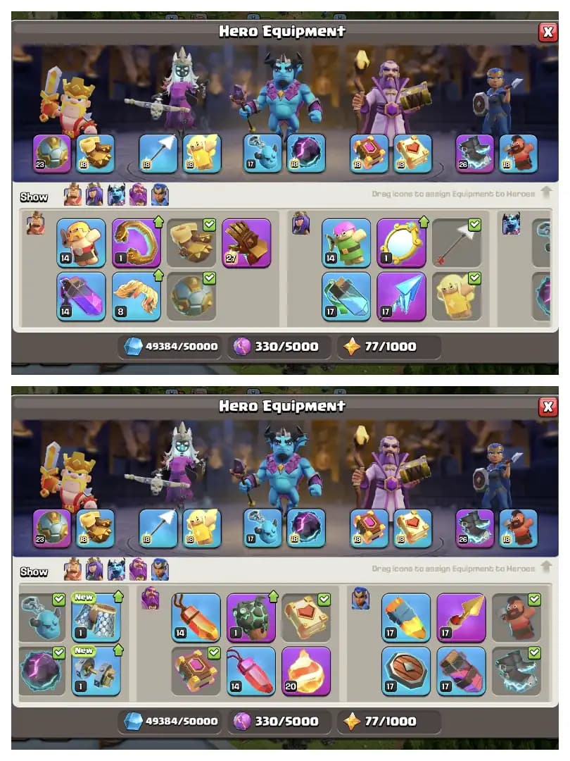 HEROS 100-100-75-75-50 🔥 TH 17 MAX ACCOUNT ✔️ HIGH EPIC EQUIPMENT 🔥 MAX DEF ✔️ HIGH LAB+WALL ⚡ EVERY SIDE HIGH 🔥 BEST OFFER