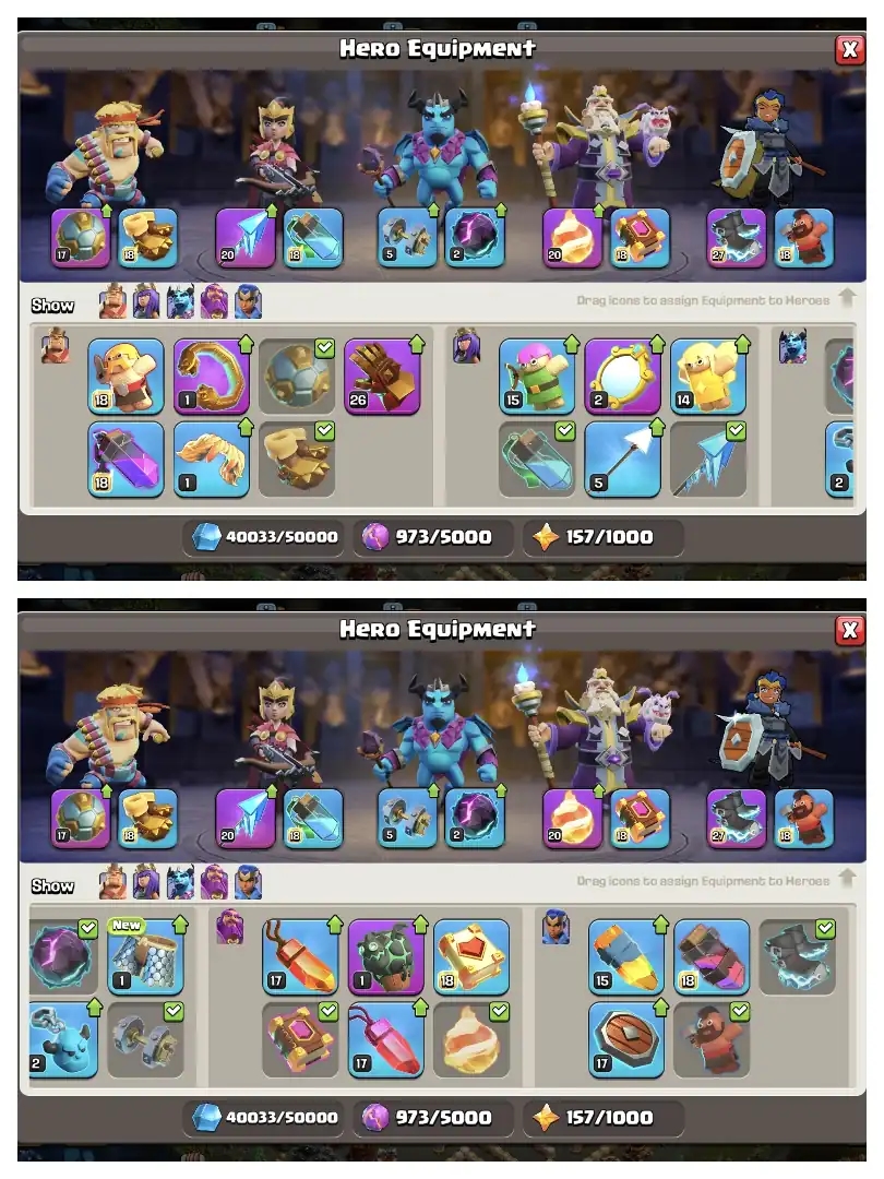 HEROS 100-100-72-75-50 🔥 TH 17 MAX ACCOUNT 🔥 HIGH EPIC EQUIPMENT ✔️ SCENERY AVAILABLE ⚡ HERO SKIN ✔️ ALL SIDE HIGH LEVEL 🔥 PERFECT DEAL