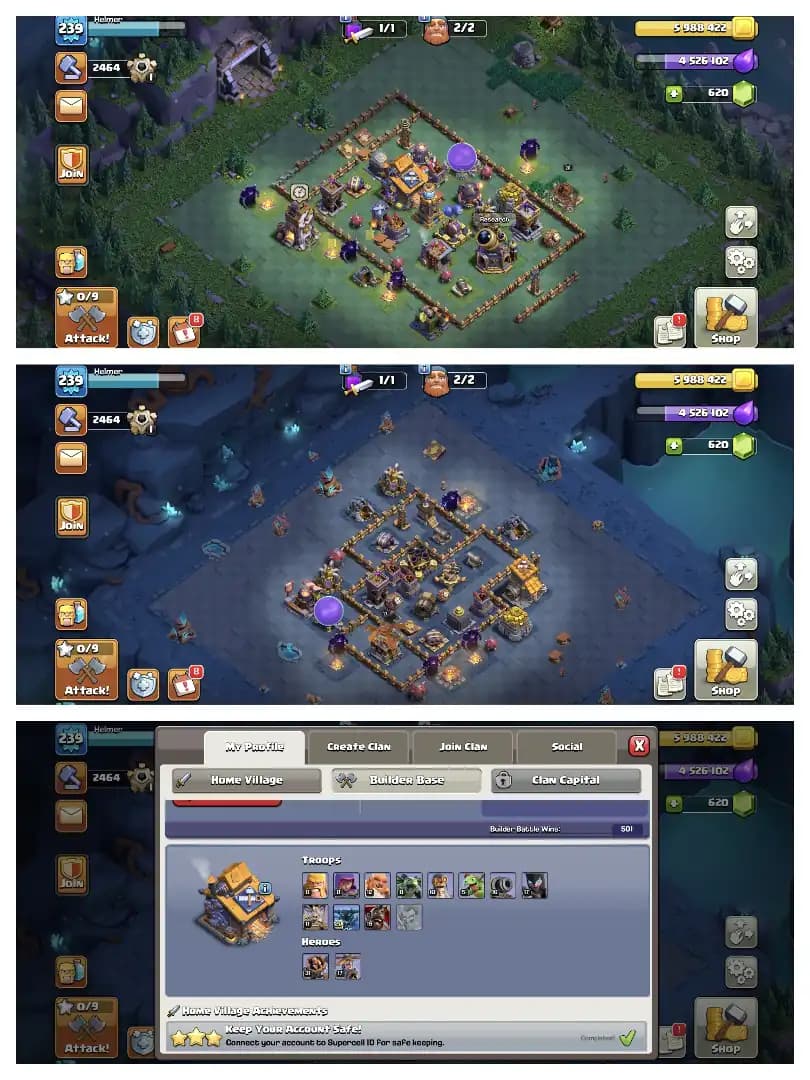 HEROS 100-100-72-75-50 🔥 TH 17 MAX ACCOUNT 🔥 HIGH EPIC EQUIPMENT ✔️ SCENERY AVAILABLE ⚡ HERO SKIN ✔️ ALL SIDE HIGH LEVEL 🔥 PERFECT DEAL