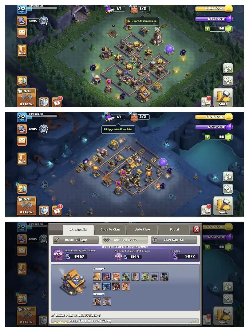 HEROS 100-100-81-75-50 🚀 TH 17 MAX ACCOUNT 😱 4 HEROS MAX ✔️ HIGH EPIC EQUIPMENT ⚡ B.B FULL MAX ✔️ EVERY SIDE WOW 🔥 SUPER OFFER