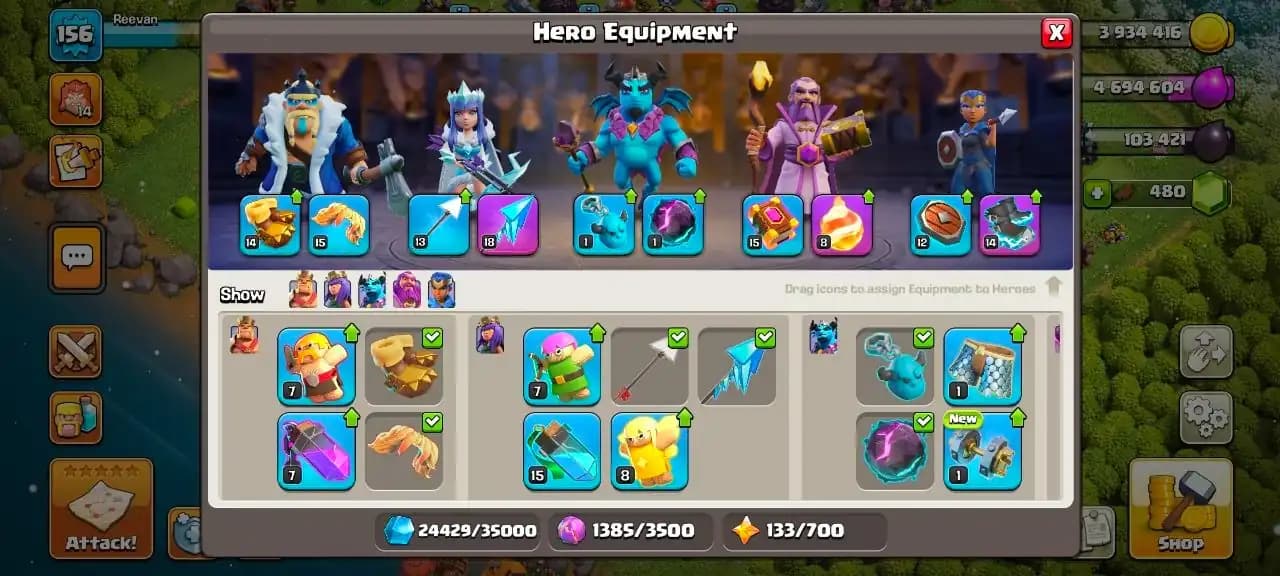 Th 14 ⚜️ , 2259 CWL Medals 🥇, 3 Epic Equipments 🔥 , NC FREE , Magic items