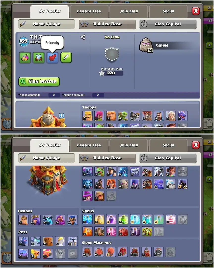 1200+ CWL MEDALS ❖TH16 MAX ❖NC YES ❖HEROES: 82-86-58-60-36 ❖2.2K GEMS ❖6B ❖1220 WS ❖EPIC: SB-17|GG-23|MM-14|FA-23|FB|LP|RS-20|EB | FULL ACCESS - Global