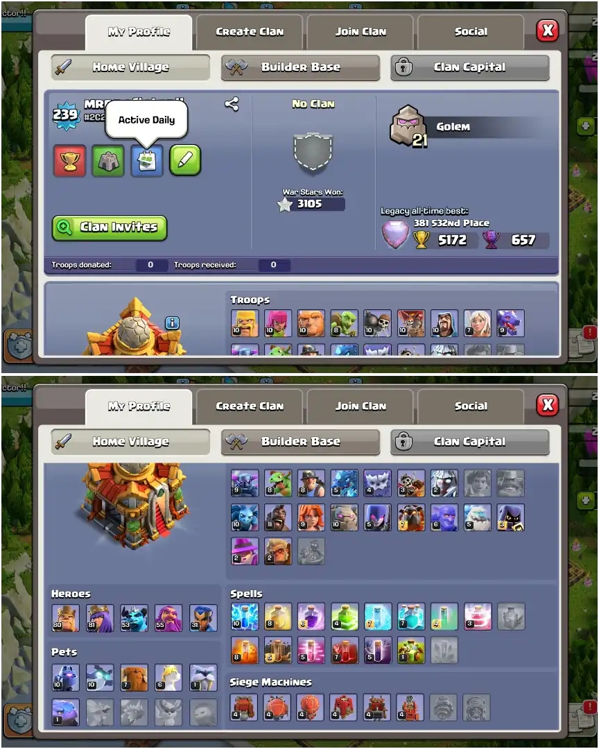 1650+ CWL TOKEN ➤TH16 NEAR MAX ➤3105 HIGH WS ➤HEROES: 81-81-53-55-30 ➤NC YES ➤XP-239 ➤GOLDEN WALL ➤BUYER MAIL ➤GOOD PROFILE | BEST DEAL - Global