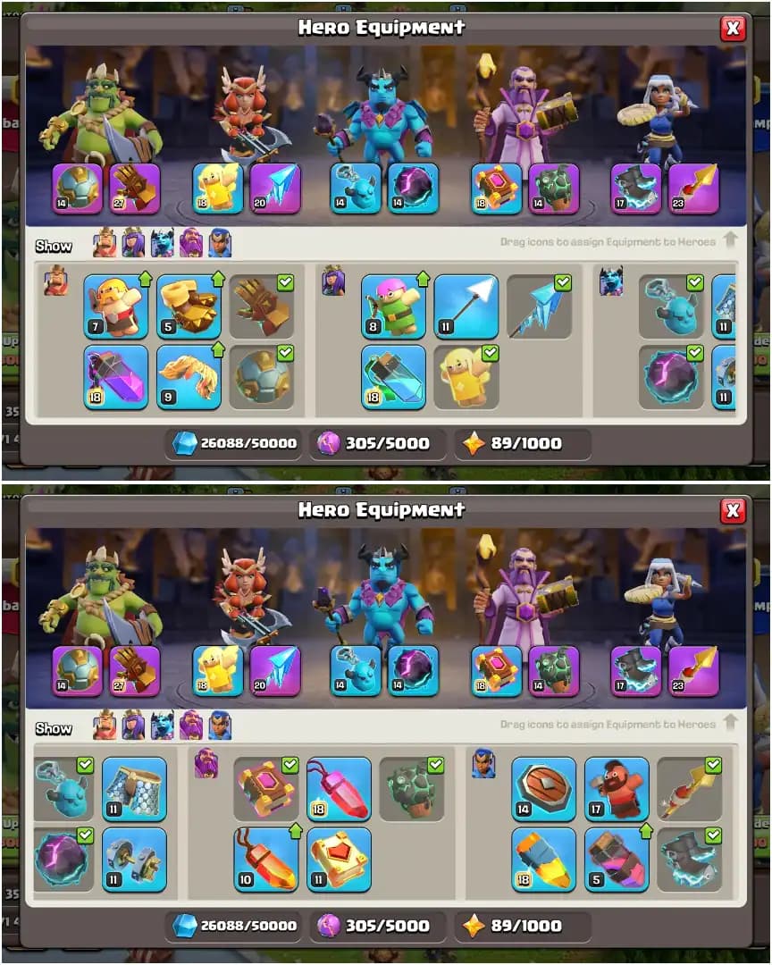 6050 GEMS | TH17 NEAR MAX | GG-MAX | MAX EPIC | HEROES: 92-95-57-66-42 | NC YES | MAX DFC | PURPLE WALL | XP-197 | 6B | FULL ACCESS