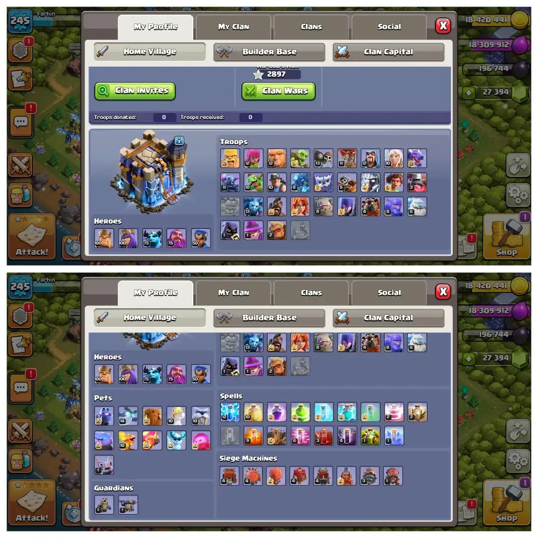 Christmas Offer🎄Th 18 High Gems Account🔥 28.4K Gems ✨Almost Max Account ✨ Heros 100-100-75-75-50 🔥 Super Quality Account ✨ Big Discount