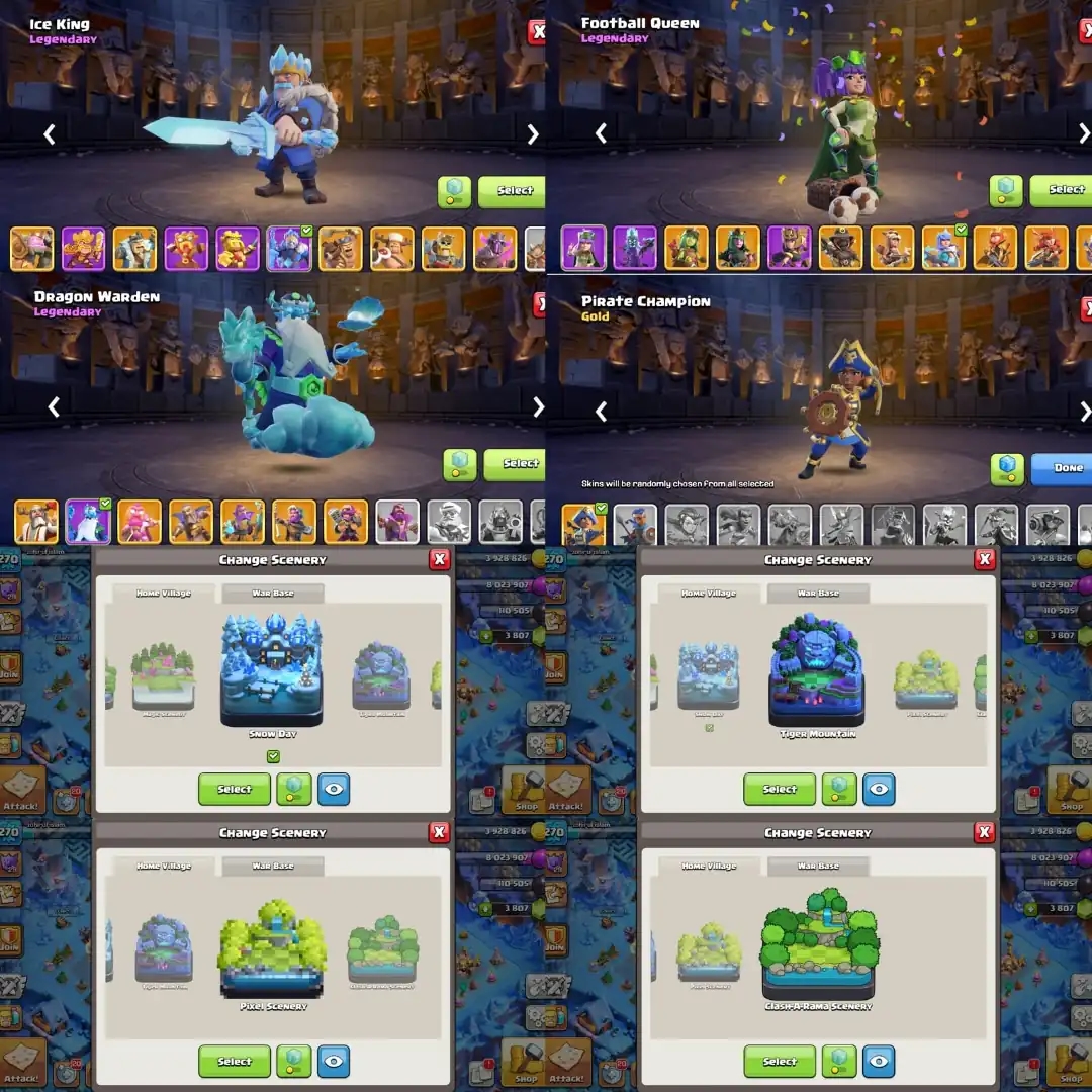 Stacked Th18 Near Max | All Epic Equipments Max | High War Stars-5025 | High XP-270 | 16K Legacy Cups | 29X OP Skins| 4X Scenery |CWL-1552 - Global