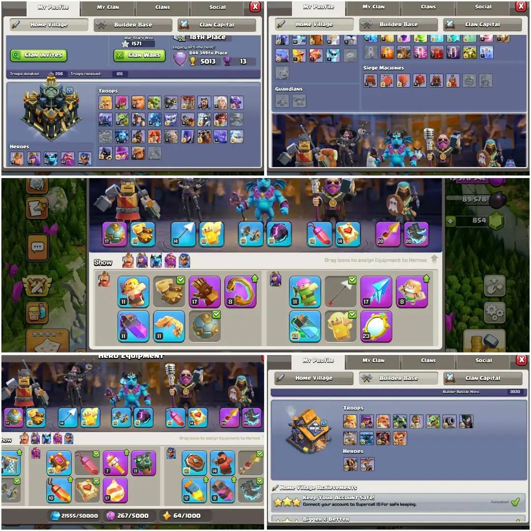 Christmas Offer | TH-17 NEAR MAX | HEROES-72|75|55|53|40 | HIGH LVL EPIC EQUIPMENT | Stronge DFF | Good Deal | Full Access - Global