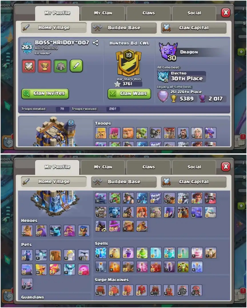 World Best Deal | Th18 Max | 5x Heros All Max | Wall Max | Epic:11 AVL | Nc:1000 | Gems:11000 | 3× Scenary | 7×Skins | Old Object Available - Global