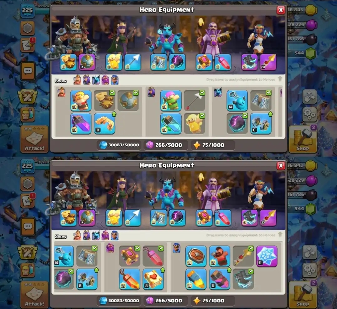 Th-18 Near Max ➪4 Heros Max ➪105-105-80-55➪Walls Max ➪Defence Near Max ➪ Snow Day Scnnery ➪ High Epic Equipment ➪Nc Yes Available - Global