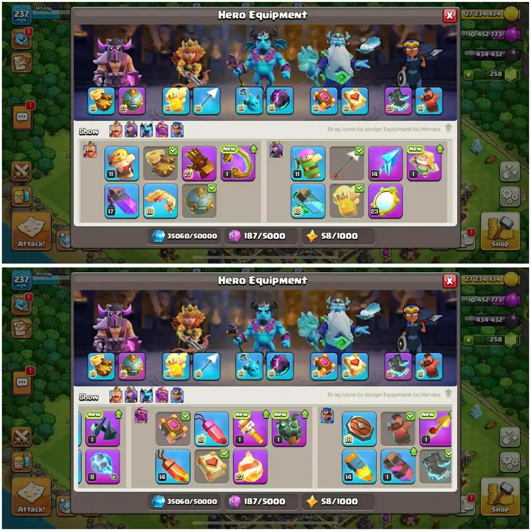 TH 18 DEFENCE MAX ACC✦5 HERO MAX✦4 EPIC MAX 1 23 L✦NC FREE✦PET MAX TIPE✦ SIEGE MAX✦VERY GOOD ACC - Global