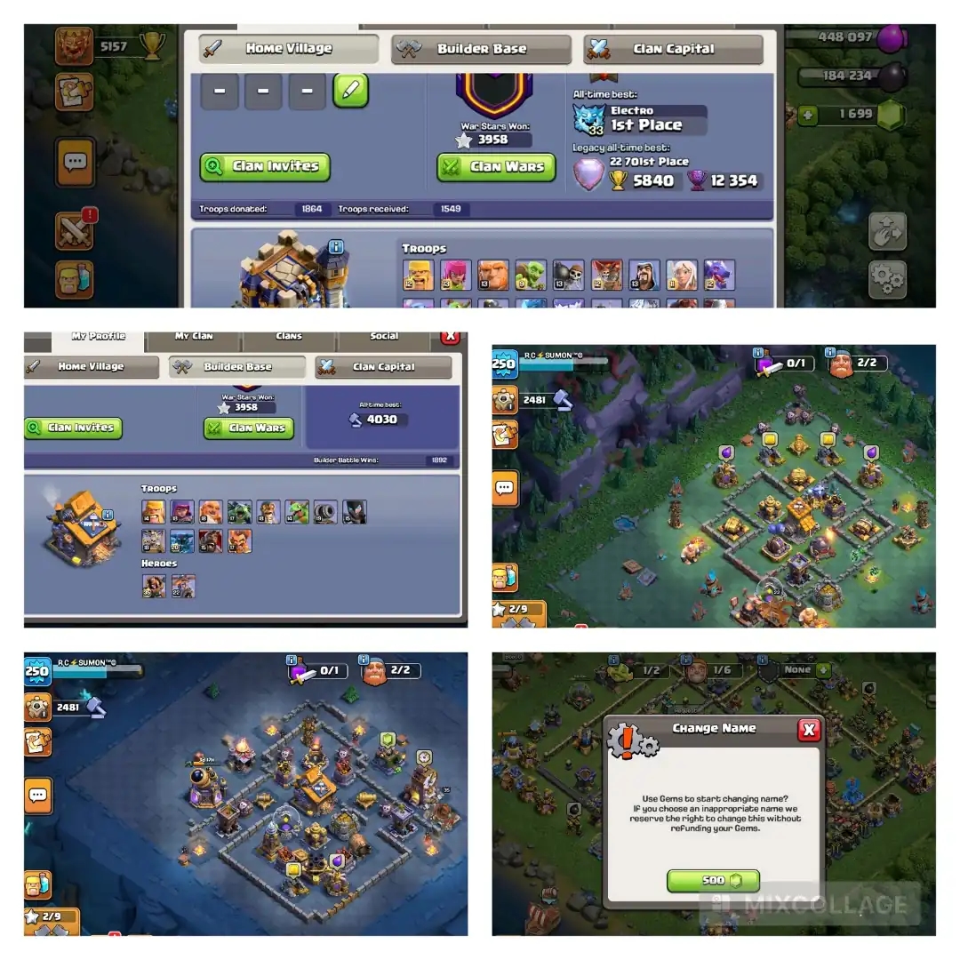 Th 18 very close max || heros 105 105 92 79 55 || pets max Equipment max || Wall Max Type || High Profile || XP 250 || full access || buyer email - Global