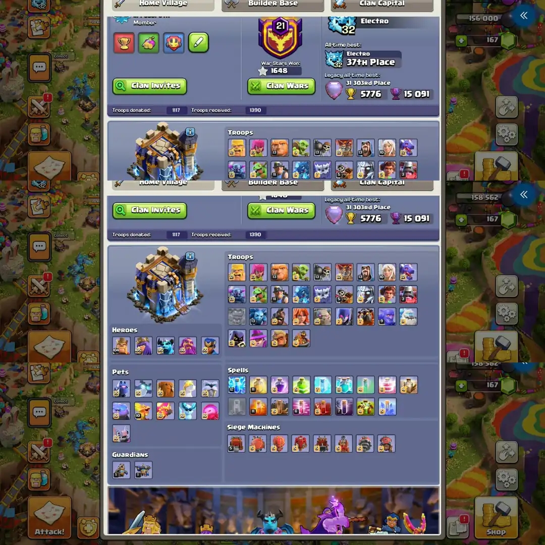 【34➾34 Equipment Max】➤Th18 Fully Max➤【Hero➾105/105/95/80/55】➤Rare Xp➾272➤Best Scenery & Skin➤Max Profile | Full Access➤Instant Delivery➤ - Global