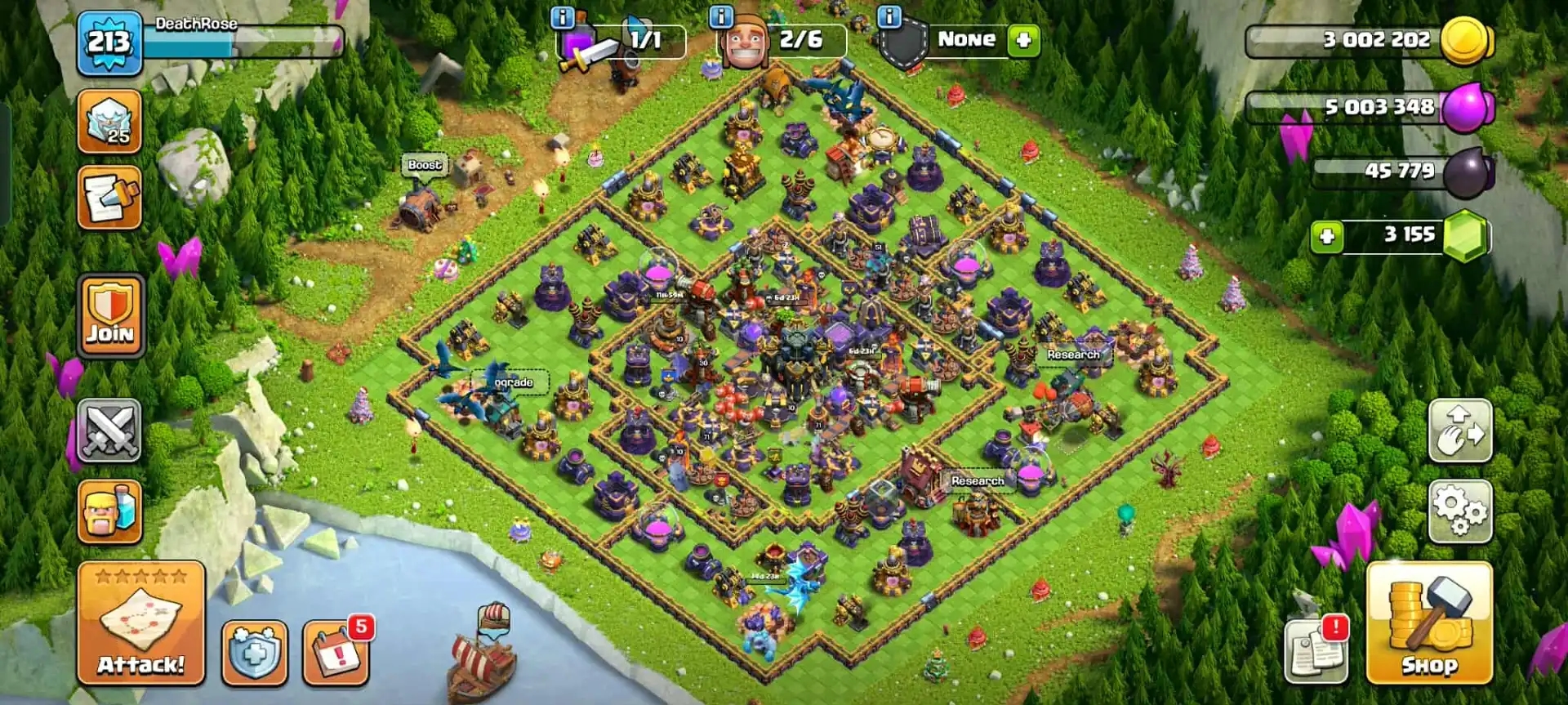 TH 17 HIGH QUALITY ACC✦ YELLOW WALL✦HERO|71|71|51|55|30✦HIGH EPIC✦NC YES ✦9X HERO SKIN✦831 CWL✦ 213 LEVEL✦6B✦HIGH PET SIEGE DFC - Global