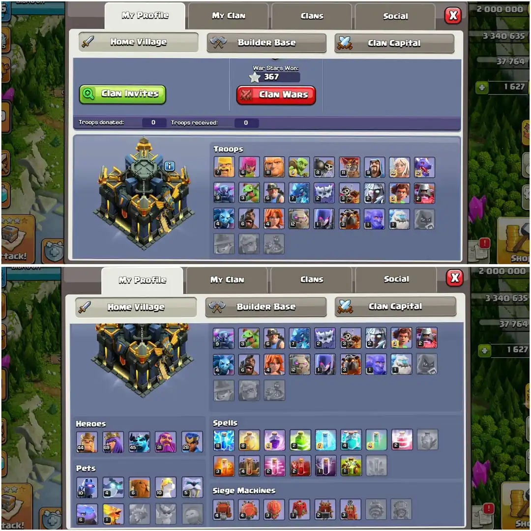 HIGH QUALITY TH 17 ACC✦ NC YES✦HERO|44|70|45|31|28 ✦YELLOW WALL✦HIGH EPIC ✦GREAT DFC AND PROFILE✦ HIGH LEVEL 7 PET AND 6 SIEGE✦ - Global