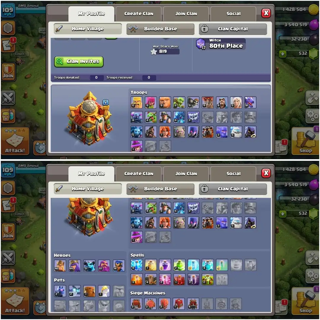 TH 16 GREAT DONATIONS✦ HIGH DFC✦HERO|40|44|21|22|14✦NC YES✦4 PET AND 5 SIEGE✦WOW EPIC✦GOOD BASE✦EVERY SIDE WOW - Global