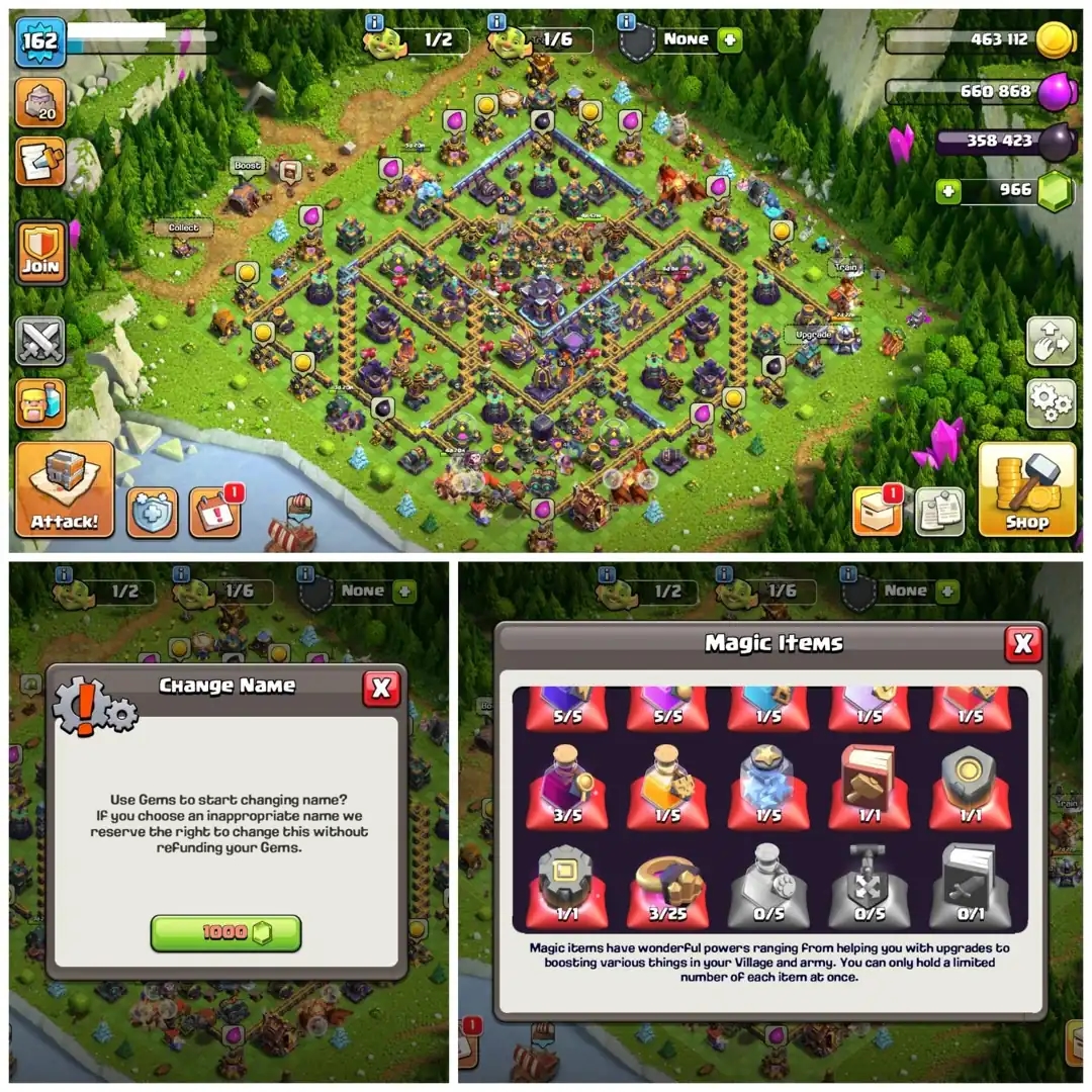 TH15 Near Max Account | 7 Epic Equipments : 200+ Starry Ores | Heroes: BK74 : AQ81 : MP51 : GW48 : RC30 | Loaded Magic Items | Android/iOS - Global