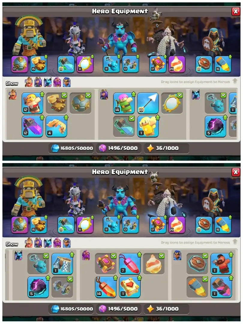 TH16 Almost Max : XP 225 | Pumpkin Scenary & Walls Fully Maxed Out | Near Max Heroes , 5 Heroes Skins & 3 Epic Equipments | Android/iOS - Global