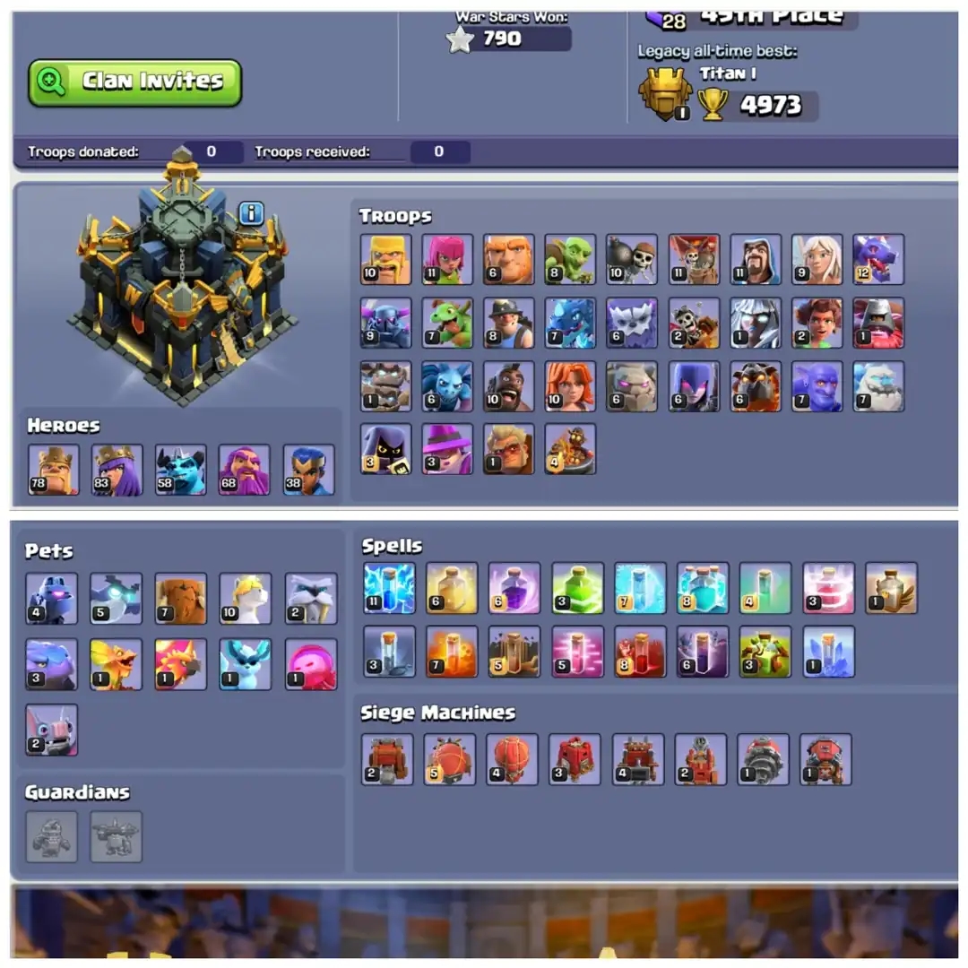 TH17 Premium Max Type | 6 Epic Equipments & 9 Heroes Skins | Pumpkin Scenary : Fully Loaded Items & Medals | Name Changeable | Android/iOS - Global