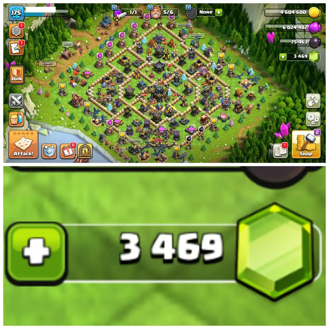 TH17 Near Max 💎 3400 Gems 💎 5 Epic Equipments 💎 1 Epic Max 💎 BK80 AQ86 MP45 GW57 RC36 💎 High Apprentice 💎 Instant Delivery - Global
