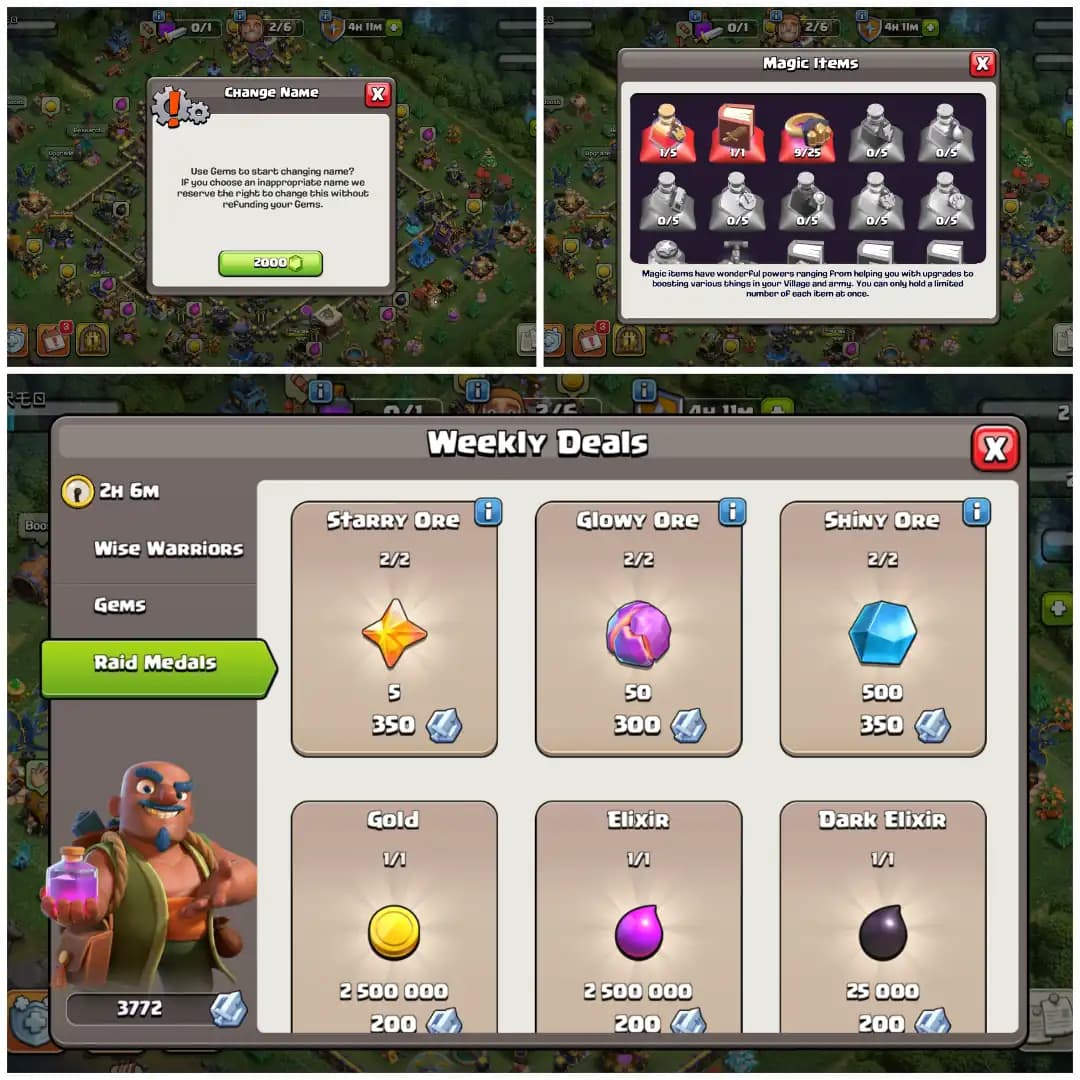 TH18 Almost Max π XP 241 π 7 Epic Equipments π 2 Epics Max π BK100 AQ100 MP86 GW78 RC50 π Name Changeable π 9 Skins π Instant Delivery