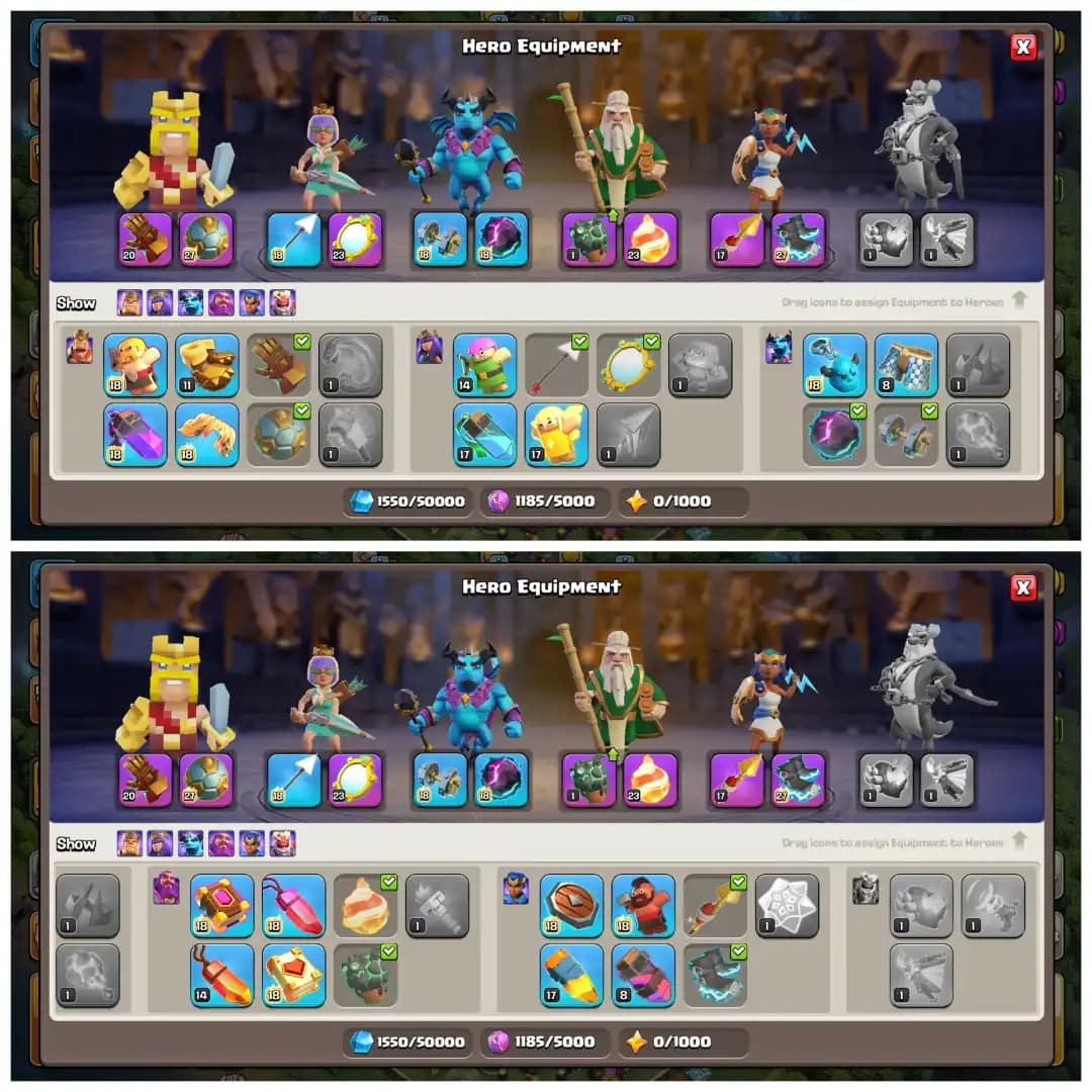 TH18 Almost Max π XP 241 π 7 Epic Equipments π 2 Epics Max π BK100 AQ100 MP86 GW78 RC50 π Name Changeable π 9 Skins π Instant Delivery