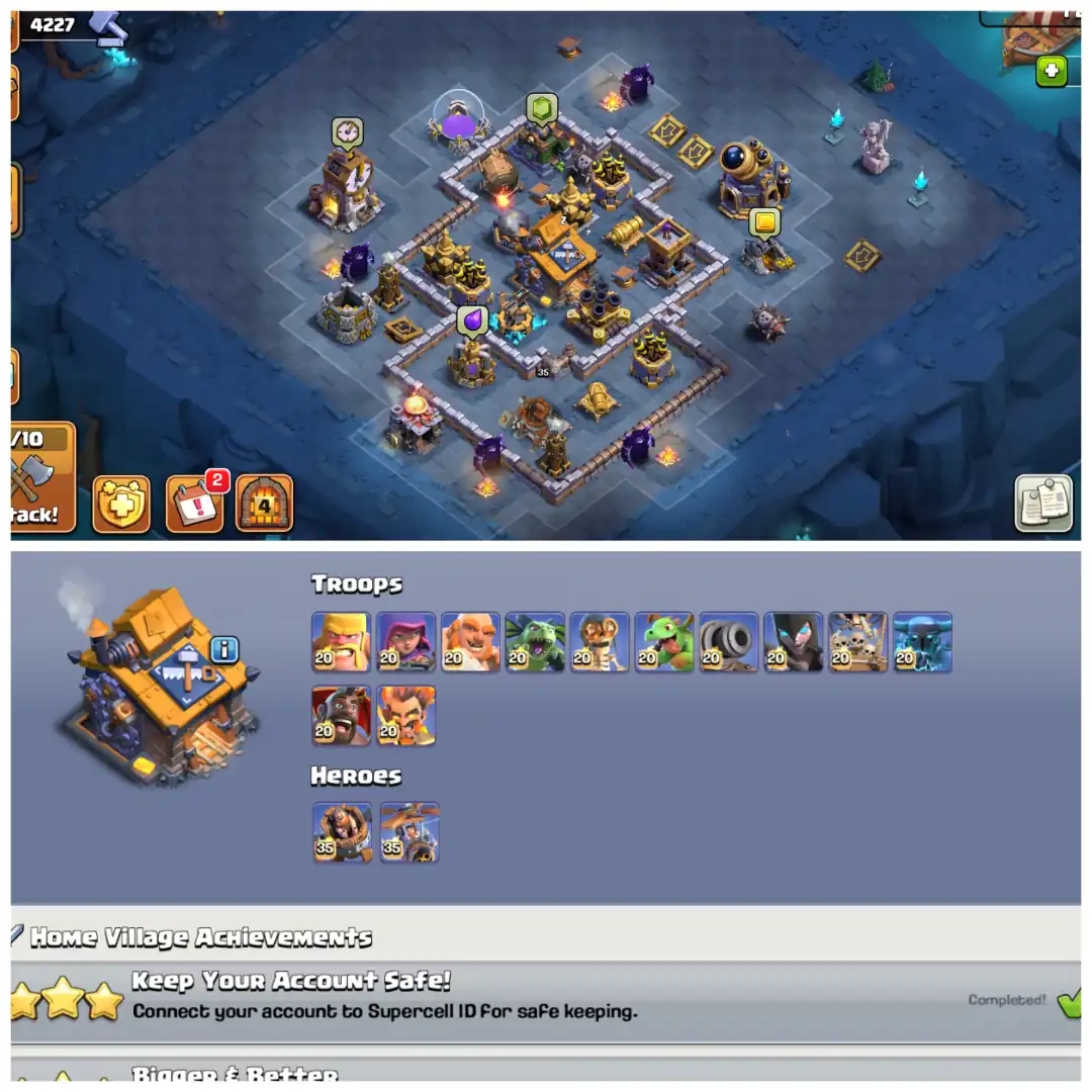 TH17 Near Max ⚡ XP 225 ⚡ 11 Epic Equipments ⚡ 17 Max Equipments ⚡ 13 Hero Skins ⚡ High Apprentice Levels ⚡ Near Max Profile ⚡ - Global