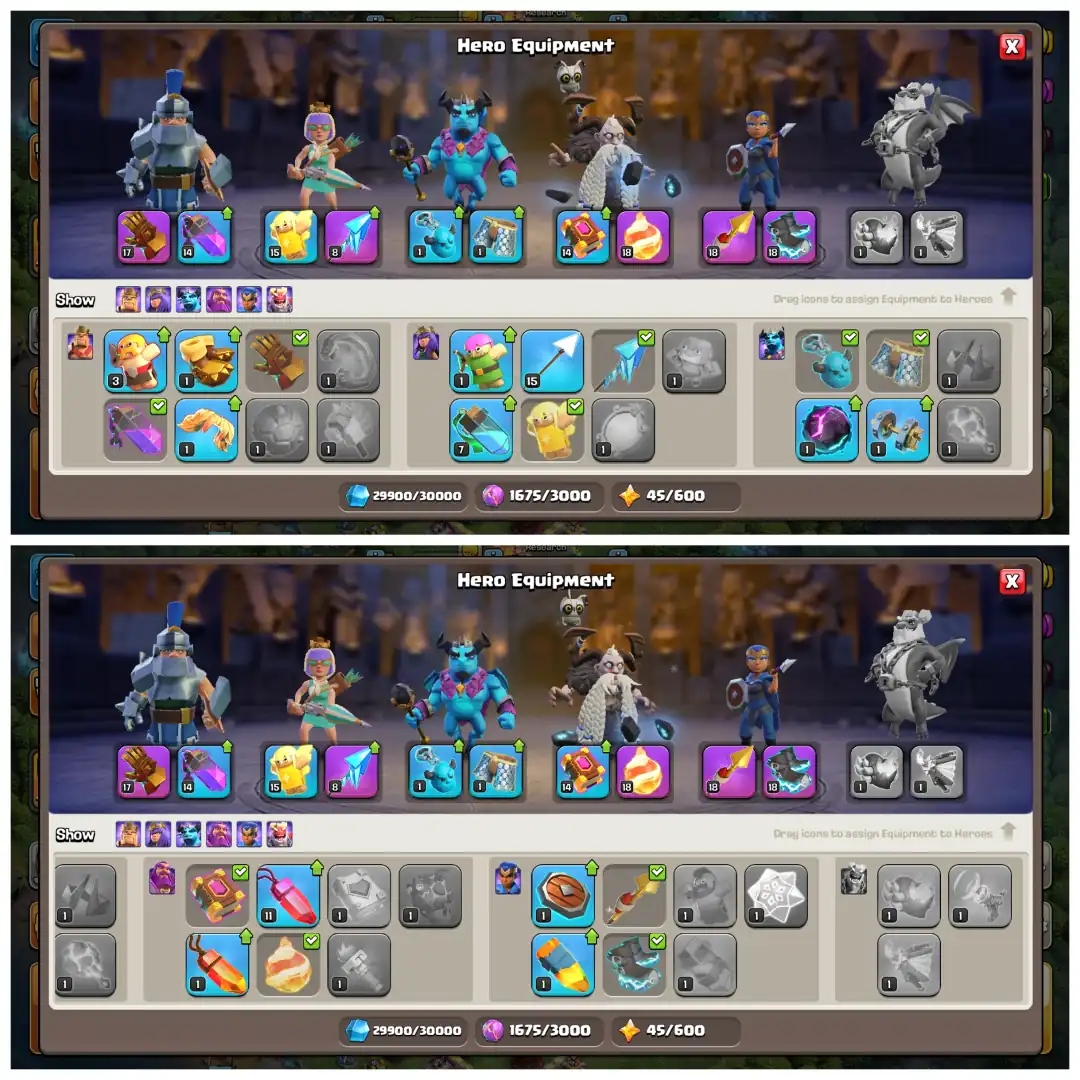 TH16 Semi Max 🔱 Walls Fully Maxed 🔱 5 Epic Equipments 🔱 Heroes BK57 AQ62 MP27 GW57 RC40 🔱 Free Name Change 🔱 - Global