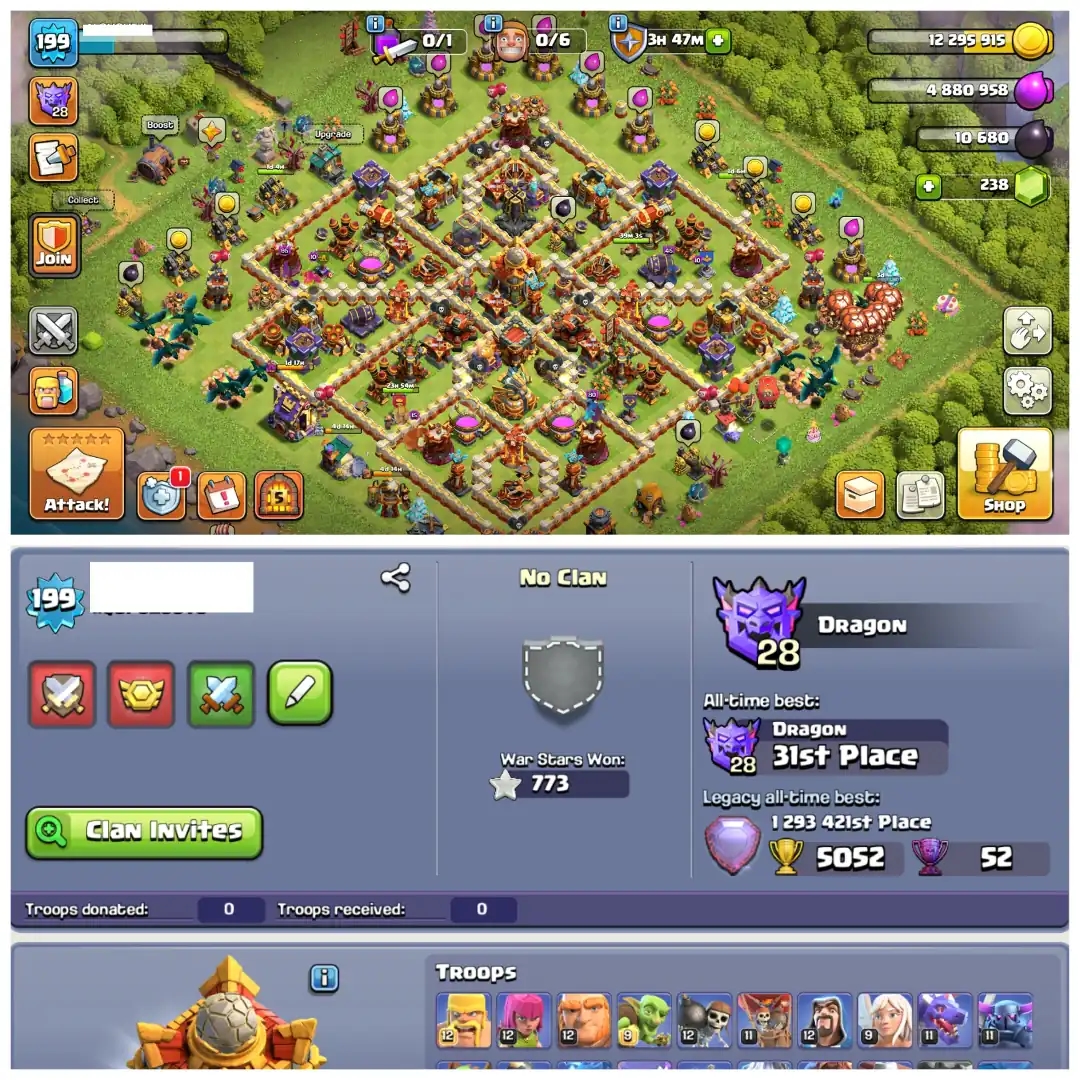 🏆 TH16 99% MAXED 🏆 XP 199 🏆 12 EPIC EQUIPMENTS 🏆 BK 86 AQ 95 MP 57 GW 61 RC 45 🏆 MAX WALLS AND DEFENSES 🏆 - Global