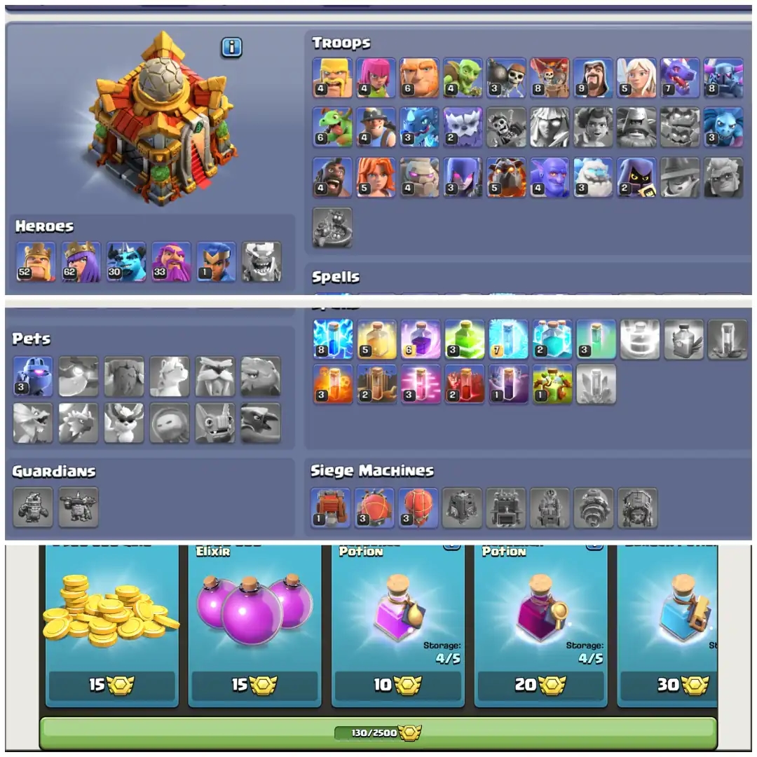 🎯 TH16 DONATION ACCOUNT 🎯 XP 144 🎯 GOOD DEFENSE AND PROFILE 🎯 BK 52 AQ 62 MP 30 GW 33 RC 1 🎯 FREE NAME CHANGE 🎯 130 CWL MEDALS 🎯 - Global