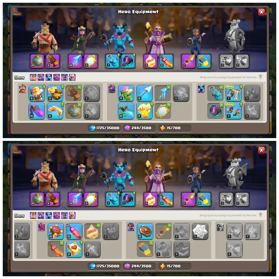 💎 TH15 SEMI MAX 💎 XP 144 💎 6 EPIC EQUIPMENTS 💎 BK 65 AQ 69 MP 41 GW 43 RC 9 💎 NAME CHANGEABLE 💎 BLUE WALLS 💎 - Global