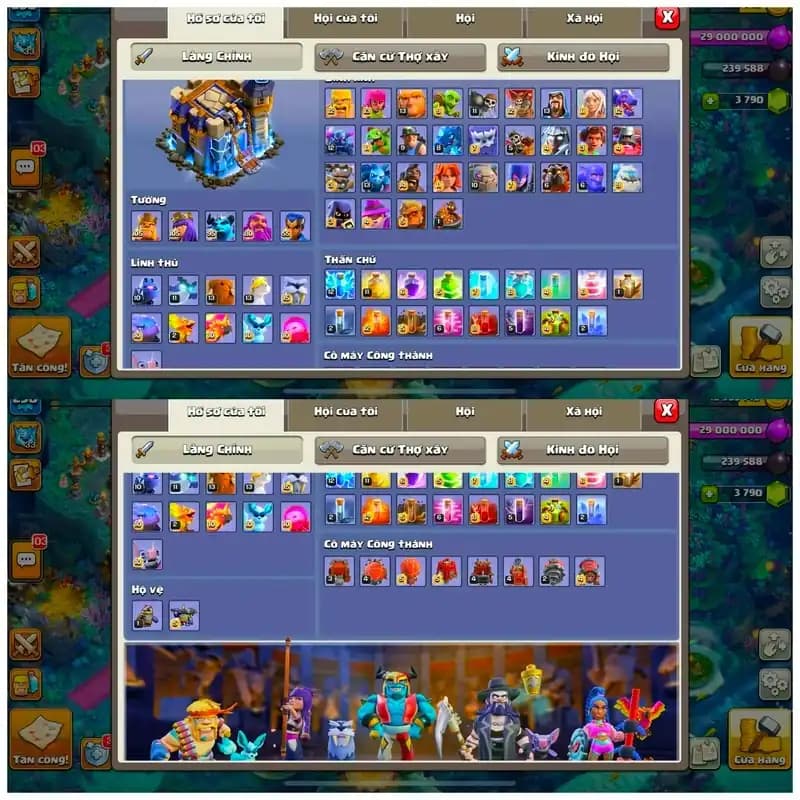 Th18 Almost Max | 5 Hero Max➤➤11 Epic Equipment➤➤Wall Max➤➤Max Builder Base Profile➤➤Nc Available➤➤3k Gems➤➤Many Skin Dragon Scenery